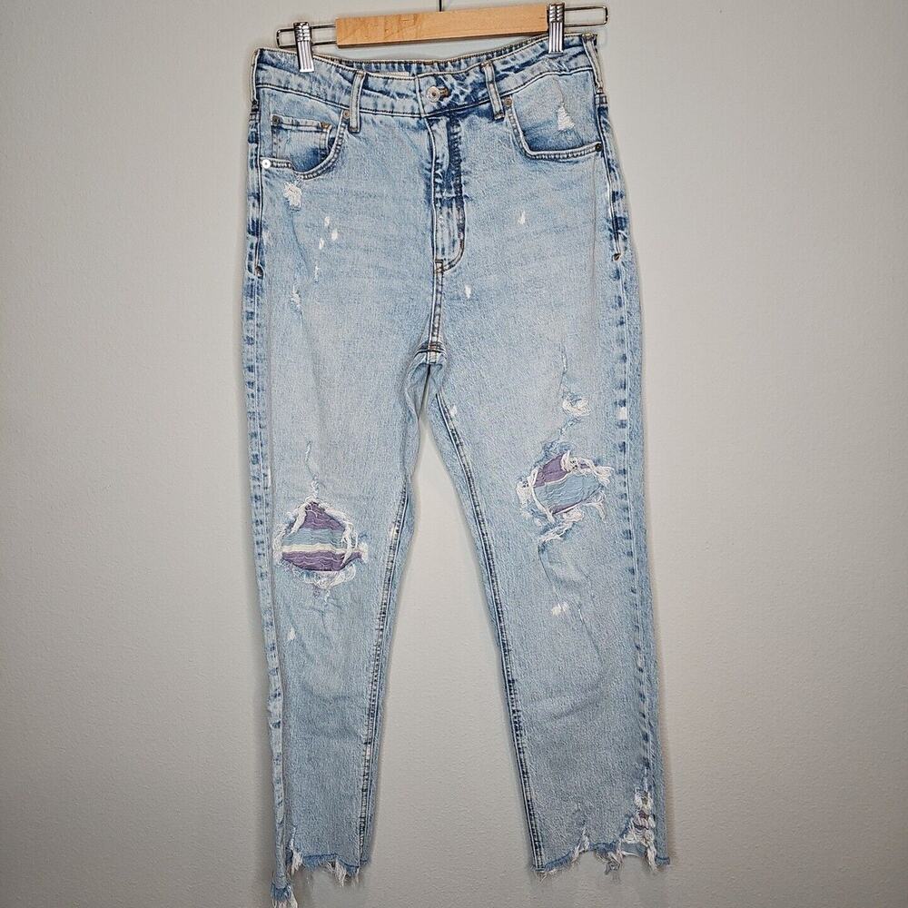 Pilcro Anthropologie Women's Blue The Vintage‎ Straight Distressed Jeans Size 30